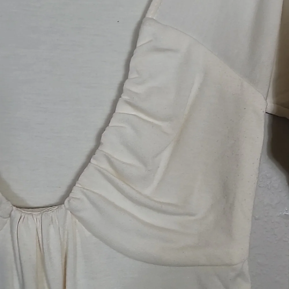 Y2K Fredericks Of Hollywood Babydoll Long Sleeve Top Size S White VNeck Fitted - Picture 4 of 12